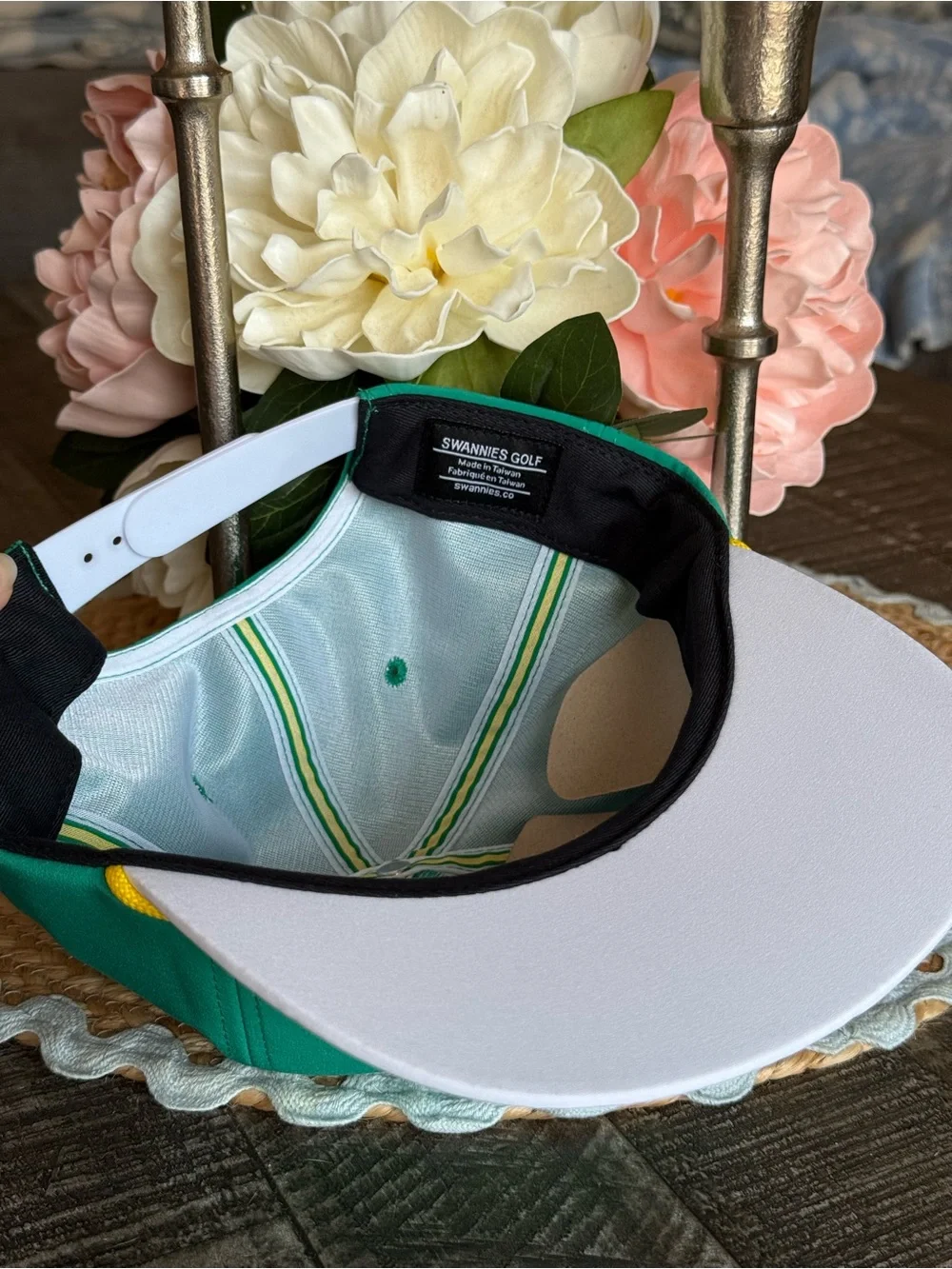 Masters Inspired Swannies Golf ⛳️ Pimento Cheese Kids Green Rope-Trim Hat